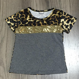 Gray 'n Gold Sequin Leopard Tee-sparkledots-sparkledots