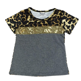 Gray 'n Gold Sequin Leopard Tee-sparkledots-sparkledots