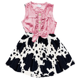 Pink Cow Print Dress - Black/White-sparkledots-sparkledots