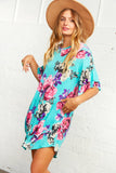 Floral Ruffle Sleeve Back Keyhole Pocketed Dress