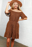 Animal Print Cold Shoulder Ruffle Sleeve Dress