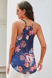 Blue Floral Palm Drape Tank