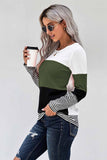 Stylish Colorblock Splicing Stripes Top