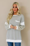 Splicing Sleeve Gray Knit Top