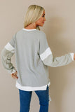 Splicing Sleeve Gray Knit Top