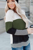 Stylish Colorblock Splicing Stripes Top