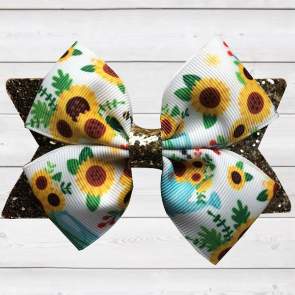 Golden Glitter Sunflowers (Bow 151)