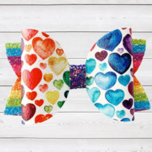 Glitter Rainbow Hearts (Bow 34)