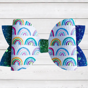 Blue/Green Glitter Rainbow (bow 70)