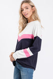 White Pink Navy Chevron Longsleeve Top