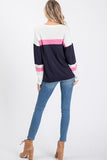 White Pink Navy Chevron Longsleeve Top