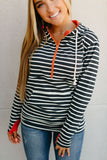 Ampersand Ave Striped Orange Half Zip Hoodie