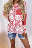 Aztec Print Splicing Pocket Long Sleeve Top