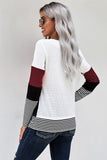 Stylish Colorblock Splicing Stripes Top