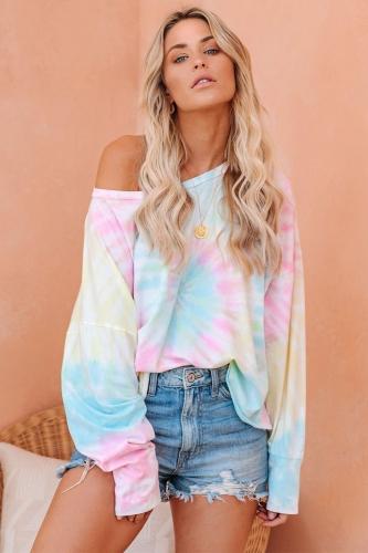 Rainbow Tie Dye Pullover Long Sleeve Top