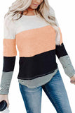 Stylish Colorblock Splicing Stripes Top