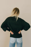 Black Housewarming Cable Knit Balloon Sleeve Sweater