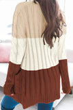 Apricot Colorblock Button Pocket Knit Cardigan