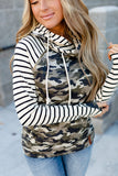 Ampersand Ave doublehood sweatshirt-camo & stripe