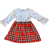 Gold Dots & Red Plaid Dress (CRTS22)-sparkledots-sparkledots