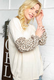 Cashmere Feel Hacci Leopard Bubble Sleeve Top