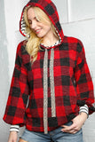 Plaid Stripe Hoodie with Contrast Drawstring