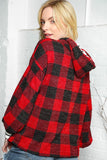 Plaid Stripe Hoodie with Contrast Drawstring