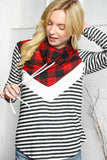 Chevron Red Plaid & Stripe Color Block Turtle Neck