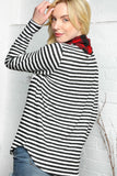 Chevron Red Plaid & Stripe Color Block Turtle Neck