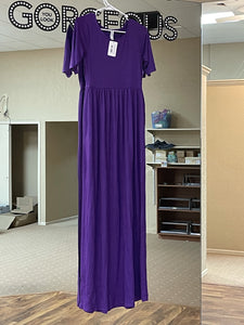 Purple Short Sleeve Maxi Dress