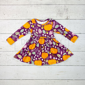 Eggplant Pumpkin Twirl Dress