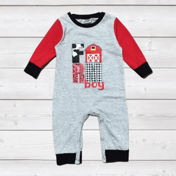 Farm Boy Applique Romper (FSP1403) [PREORDER]