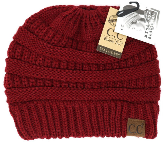 Adult 365 CC Burgundy Messy Bun Beanie