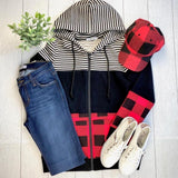 Buffalo Plaid and Stripes Full Zip Hoodie