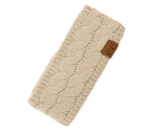 Adult CC Beige Cable Knit Head Wrap