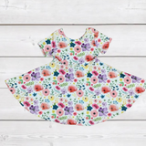 Happy Little Floral Short Sleeve Dress-sparkledots-sparkledots