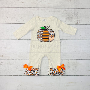 Pumpkin Heart Ruffle Romper