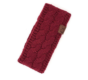 Adult CC Burgundy Cable Knit Head Wrap