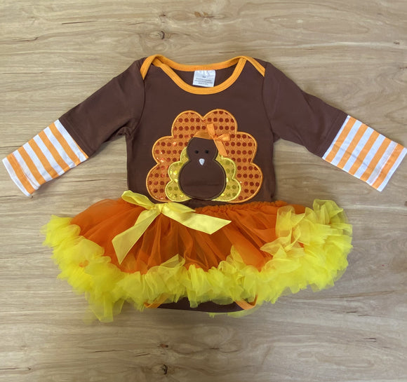 Sequined Turkey Tutu Onesie (Fall 2021071010)-sparkledots-sparkledots