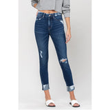 HIGH RISE DISTRESSED CLEAN CUT CROP SKINNY by Vervet