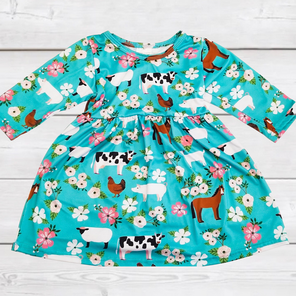 Farm Floral ComfyCute Dress (3/4 Sleeve)-sparkledots-sparkledots