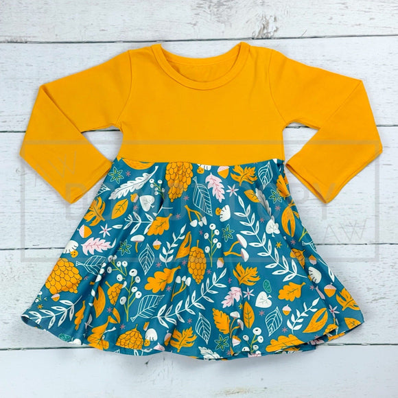 Teal/Mustard Acorn Dress