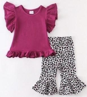 Plum/Cheetah Capri Set