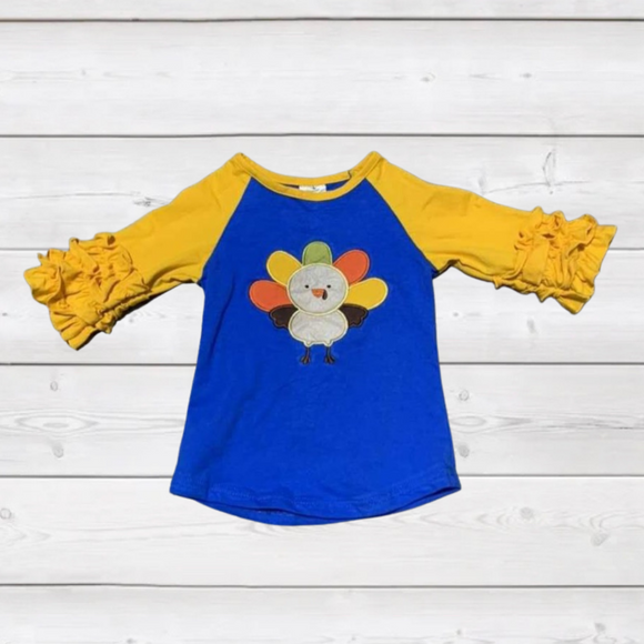 Bright Colors Turkey Applique Raglan (Fall 2021071116)