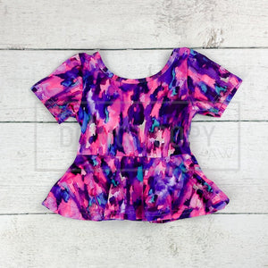 Purple/Pink Abstract Peplum Top