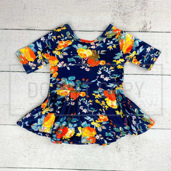 Navy Floral Peplum Top