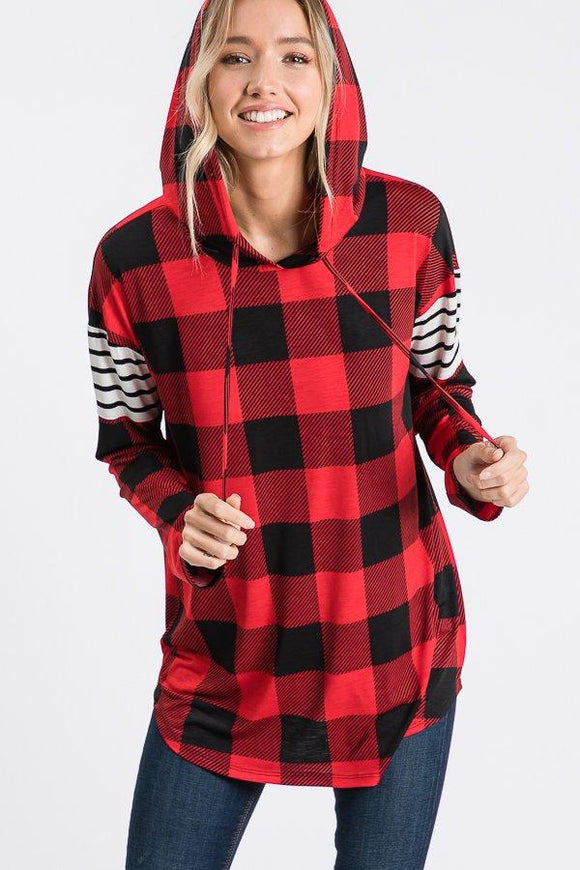 Red/Black Plaid Hoodie