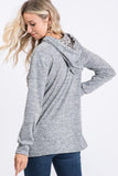 GRAY LEOPARD PRINT CONTRAST HOODIE