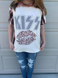 Bleached Kiss Leopard Lips Vintage Tee