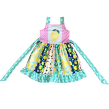 Sweet Lil' Citrus Patchwork Tie Dress-sparkledots-sparkledots